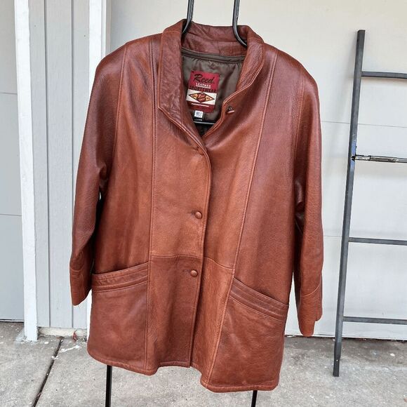 Vintage 70s Reed Sportswear Cognac Leather Coat L–XXL Western Rodeo Boho USA - Picture 10 of 10